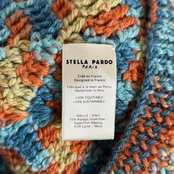 Stella Pardo Paris Kusi Fiorella Multicolor Hand Knit Alpaca Wool Jumper Sweater - Picture 7 of 8